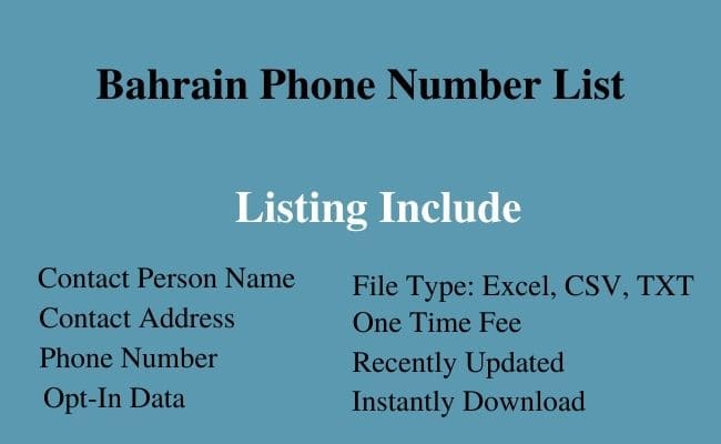 Bahrain phone number list