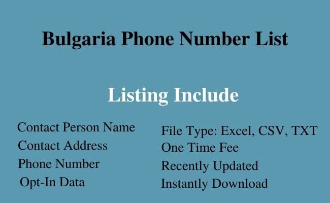 Bulgaria phone number list