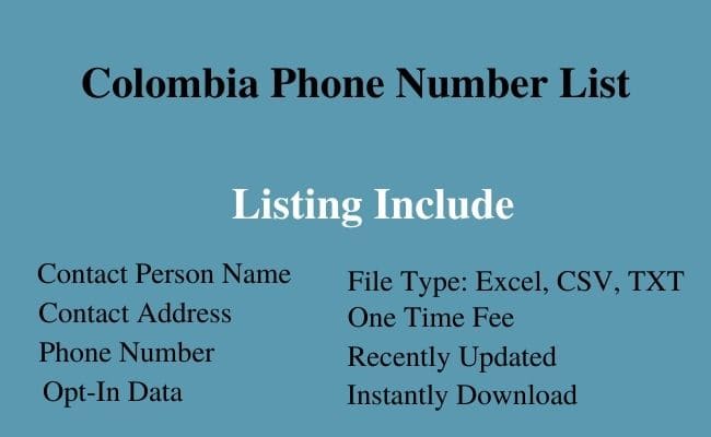 Colombia phone number list