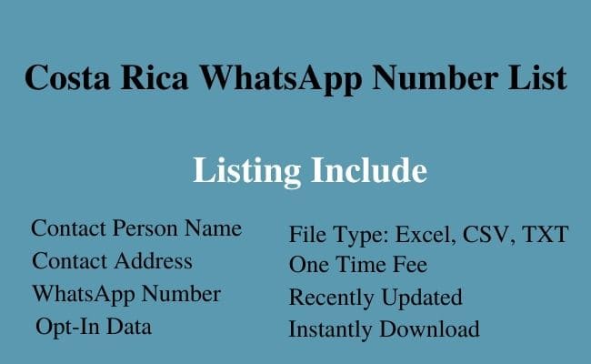 Costa Rica whatsapp number list