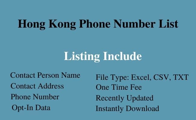 Hong Kong phone number list