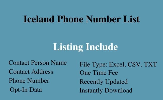 Iceland phone number list