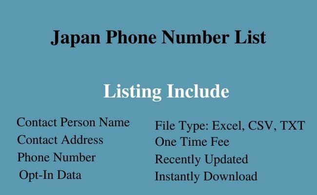 Japan phone number list