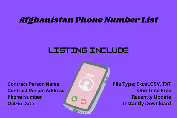 Afghanistan phone number list